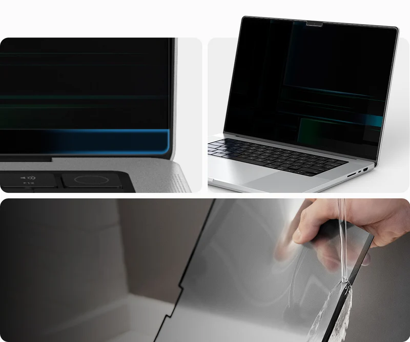 Folie mit Sichtschutzfilter für MacBook Pro 16" 2024-2021, Spigen SafeView Privacy Filter