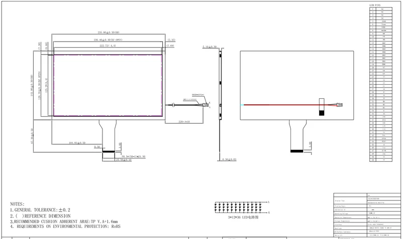 10.1 Zoll IPS 1024x600px TFT ohne Touchscreen