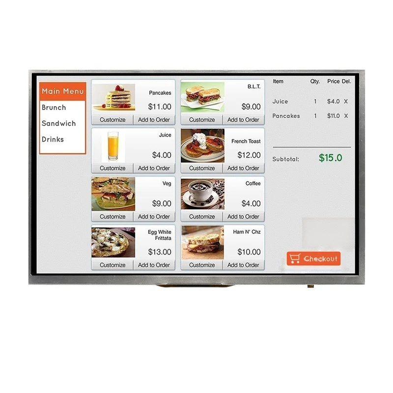 10.1 Zoll Standard 1024x600px LVDS-Schnittstelle Hochhelles TFT-Display ohne Touchscreen