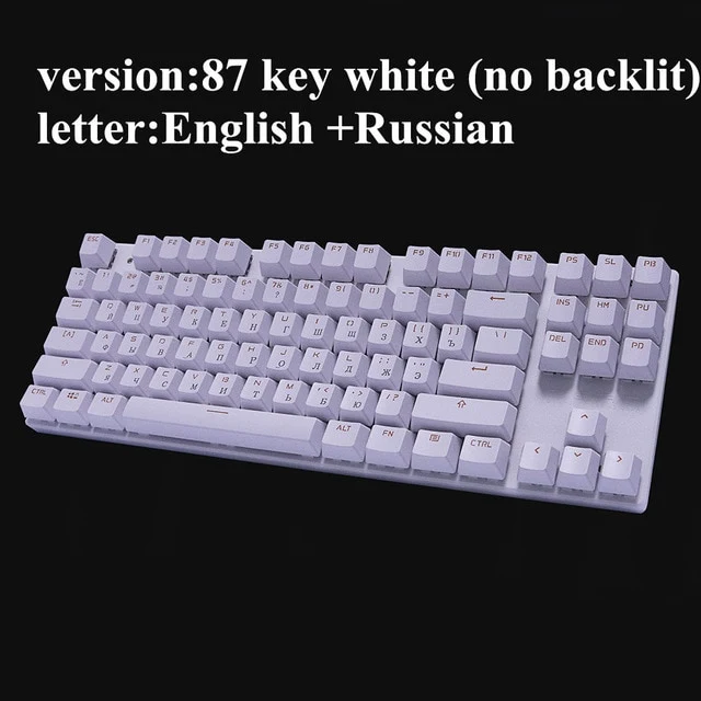 Metoo Edition Mechanical Keyboard 87 keys Blue Switch Gaming Keyboards for Tablet Desktop Russian sticker
