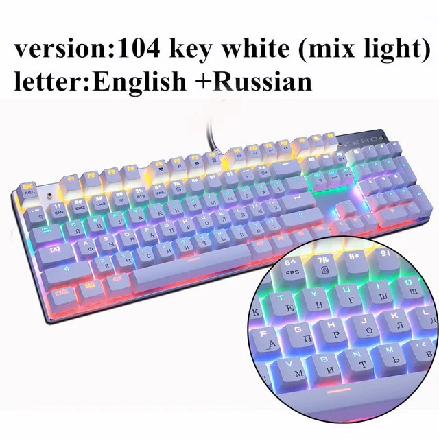 Metoo Edition Mechanical Keyboard 87 keys Blue Switch Gaming Keyboards for Tablet Desktop Russian sticker