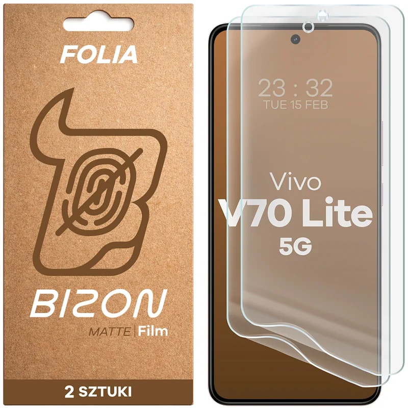 Matte Folie für Vivo V70 Lite 5G, Bizon Film Matte Duo, 2 Stück