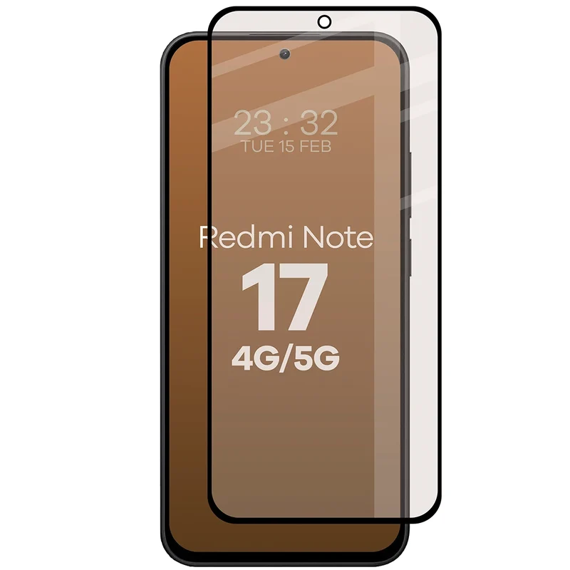 Mattes Hartglas für Xiaomi Redmi Note 17 4G/5G, Bizon Glass Matte, Schwarzer Rahmen