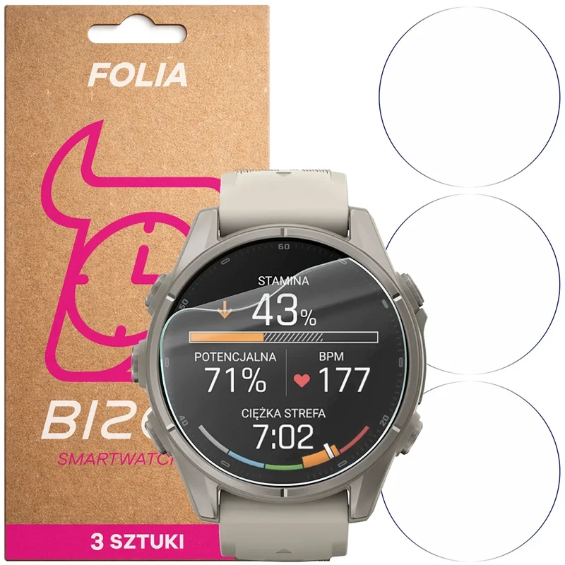 Schutzfolie für den Bildschirm für Garmin Fenix 9 (43 mm), Bizon Watch HydroFlex, 3 Stück