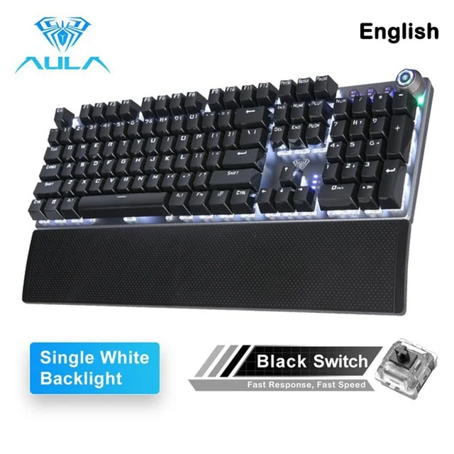 AULA F2088 Gaming Mechanical Keyboard Blue Brown Switch Wired Mix Backlit Keyboard 104 Keys Anti-ghosting for Gamer PC Desktop