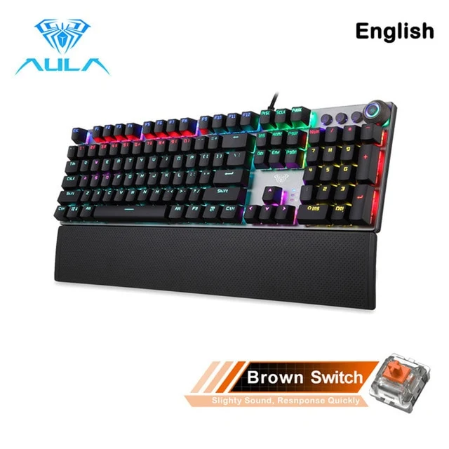 AULA F2088 Gaming Mechanical Keyboard Blue Brown Switch Wired Mix Backlit Keyboard 104 Keys Anti-ghosting for Gamer PC Desktop