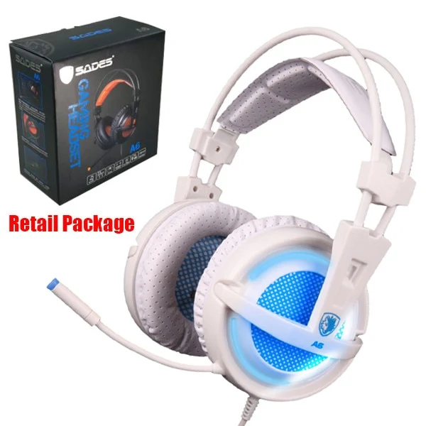 Sades A6 Gaming Headset Gamer Headphones 7.1 Surround Sound Stereo Earphones USB Microphone Breathing LED Light PC Gamer