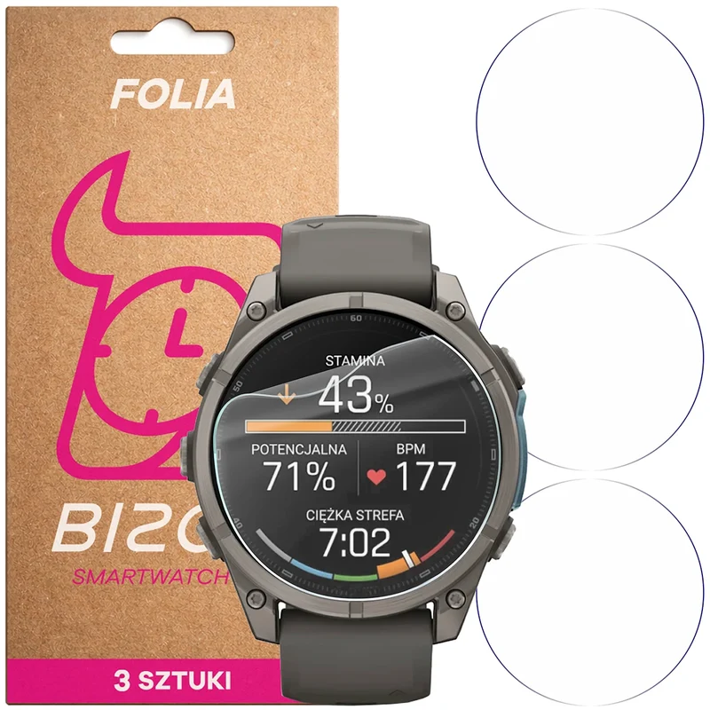 Schutzfolie für den Bildschirm für Garmin Fenix 9 (47 mm), Bizon Watch HydroFlex, 3 Stück