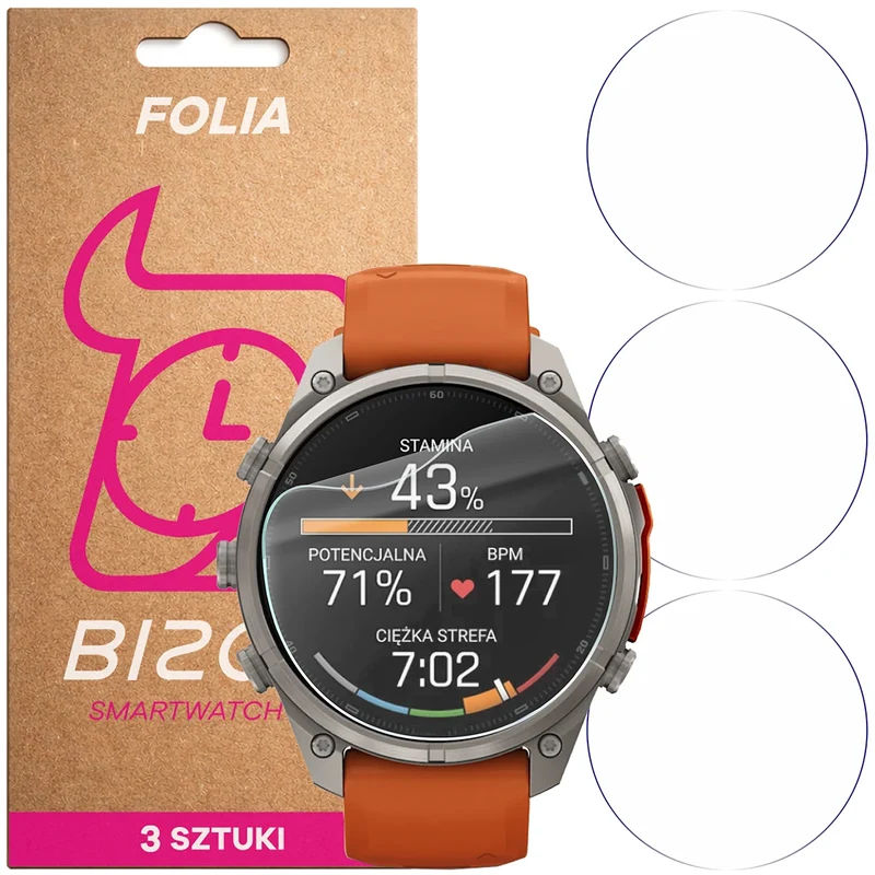 Schutzfolie für den Bildschirm für Garmin Fenix 9 Pro (47 mm), Bizon Watch HydroFlex, 3 Stück
