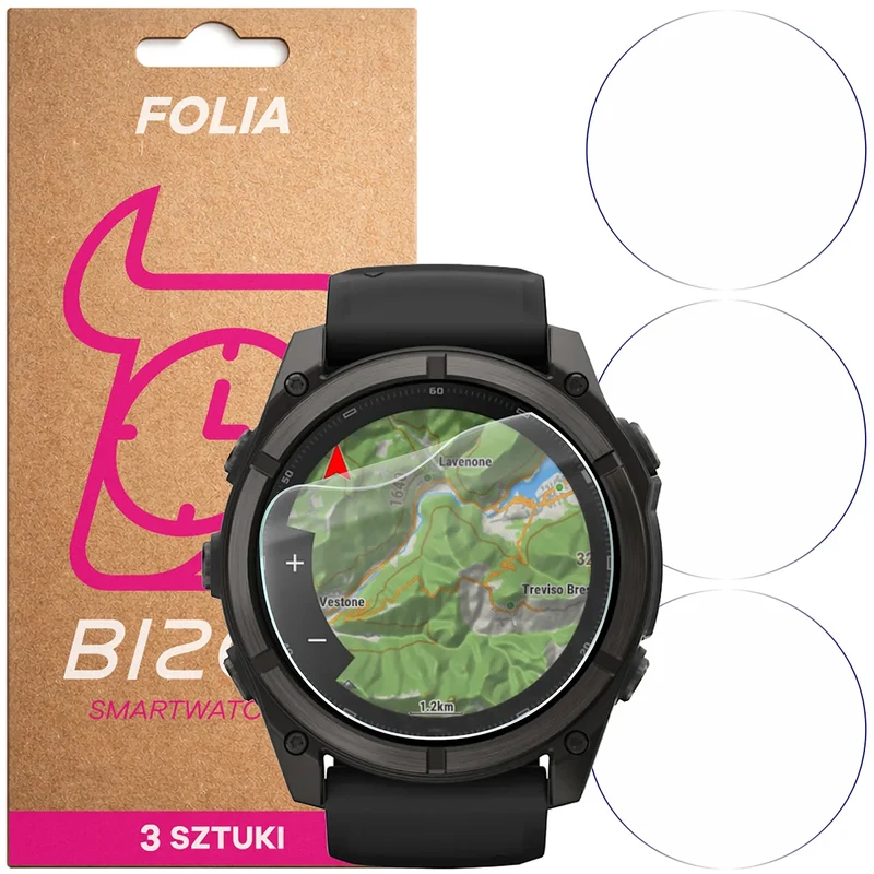 Schutzfolie für den Bildschirm für Garmin Fenix 9 (51 mm), Bizon Watch HydroFlex, 3 Stück