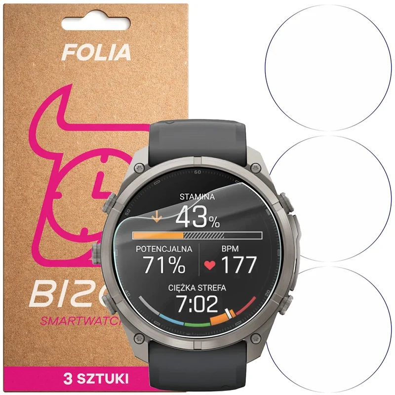 Schutzfolie für den Bildschirm für Garmin Fenix 9 Pro (51 mm), Bizon Watch HydroFlex, 3 Stück