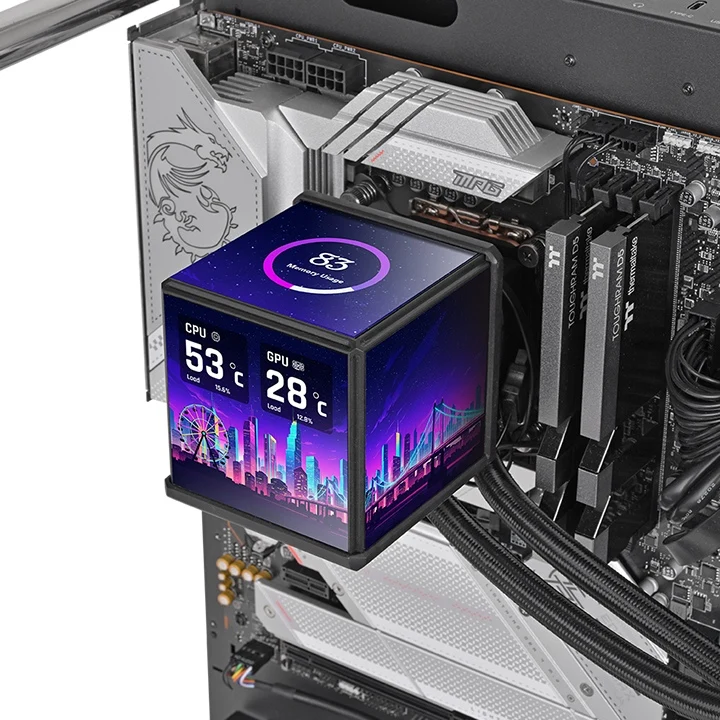 MINECUBE 360 Ultra ARGB AIO Wasserkühlung - Quad-LCD-Cube-Display