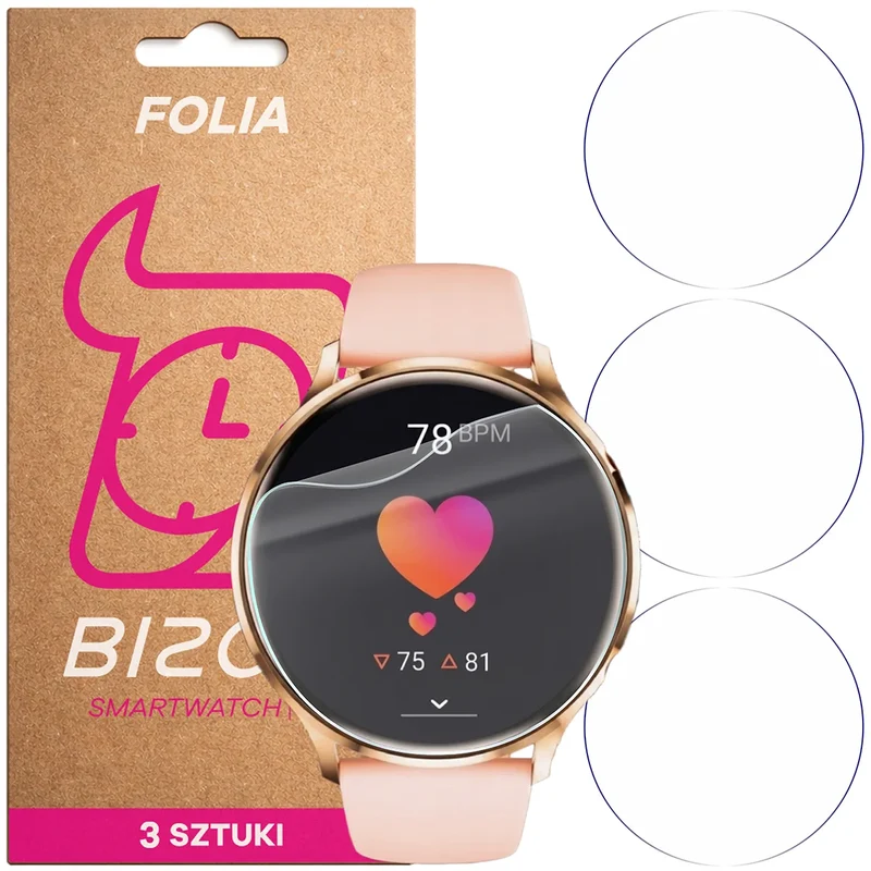 Schutzfolie für den Bildschirm für Vess Q40S, Bizon Watch HydroFlex, 3 Stück