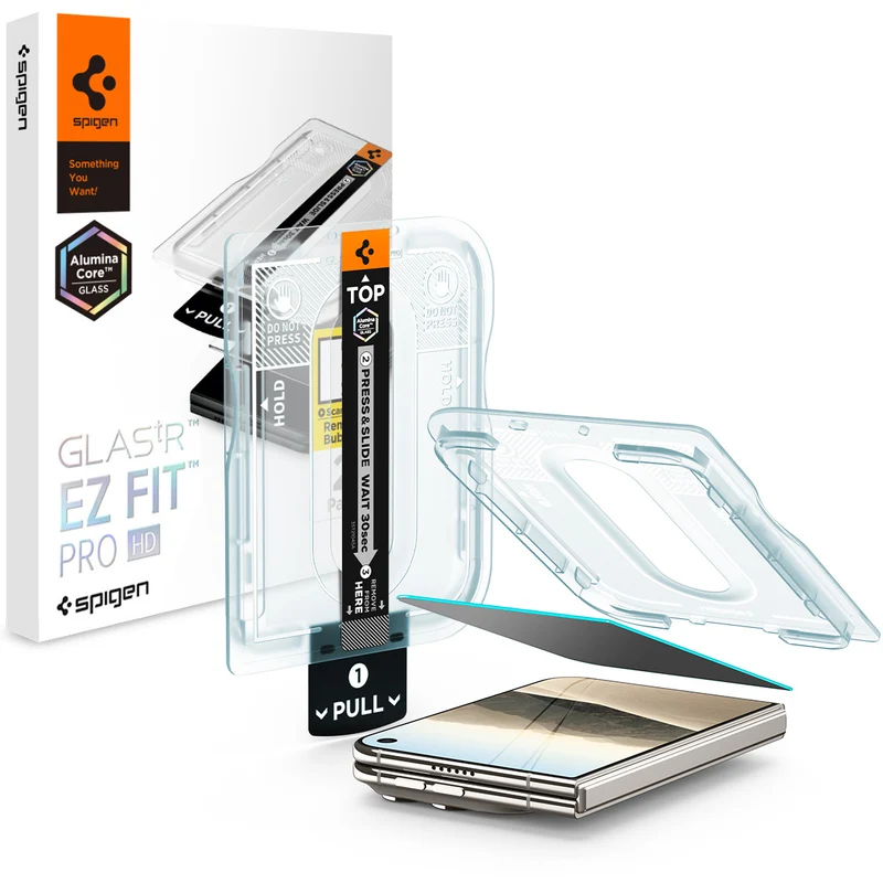 Glas + Applikator für iPhone Duo, Spigen Glas.tR EZ Fit Pro (AC) Privacy 1-Pack