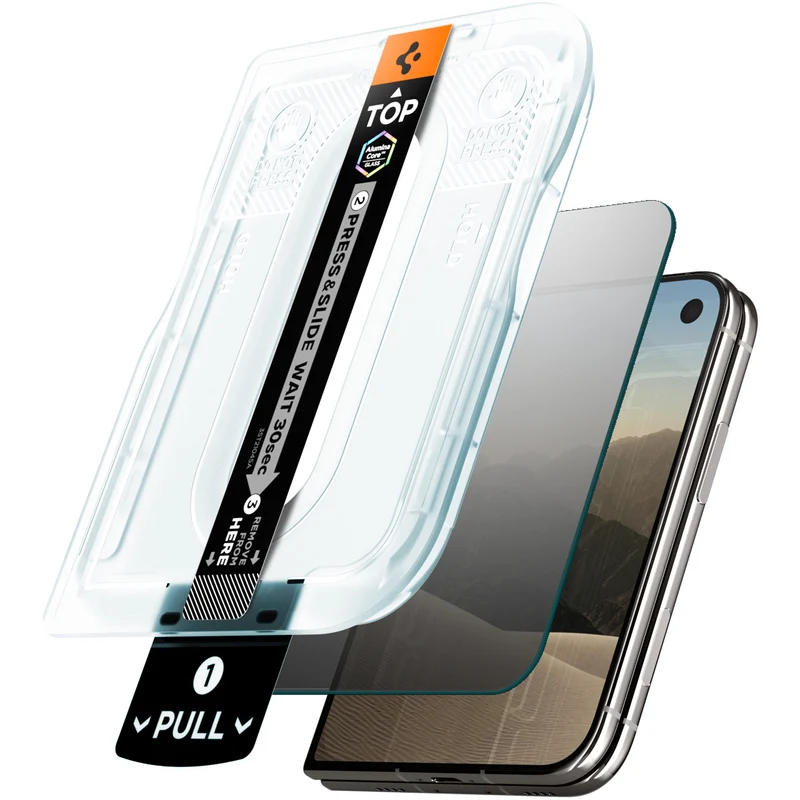 Glas + Applikator für iPhone Duo, Spigen Glas.tR EZ Fit Pro (AC) Privacy 1-Pack