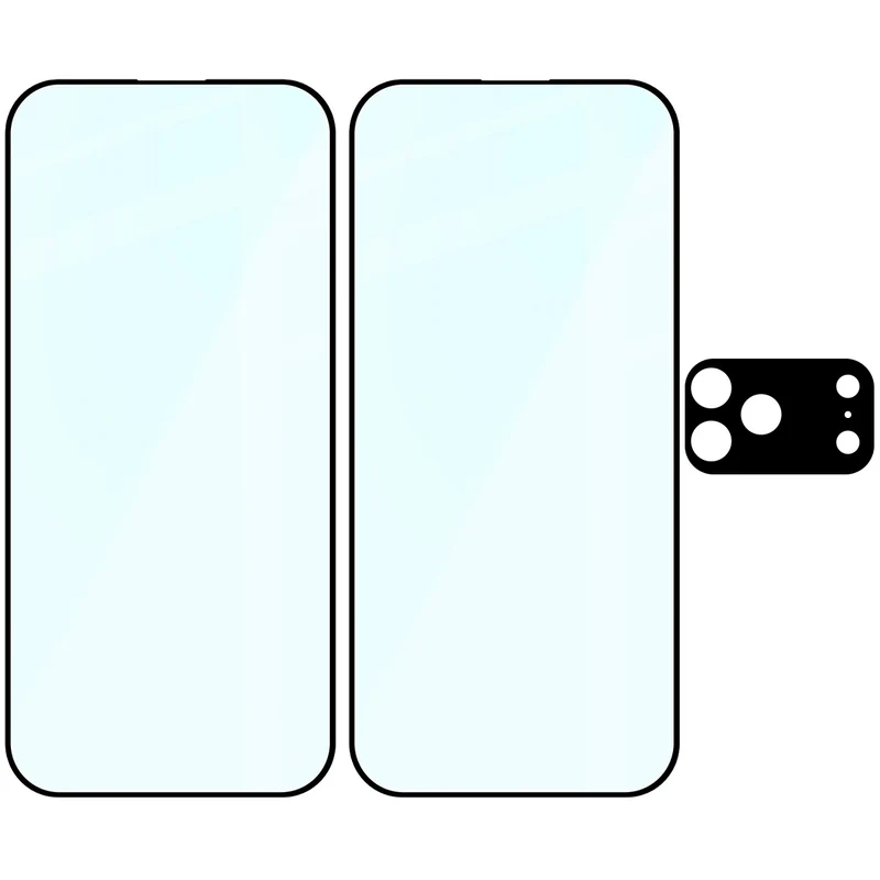 Gehärtetes Glas - 2 Stück + Kameraschutz für iPhone 18 Pro, Bizon Glass Edge Pack,