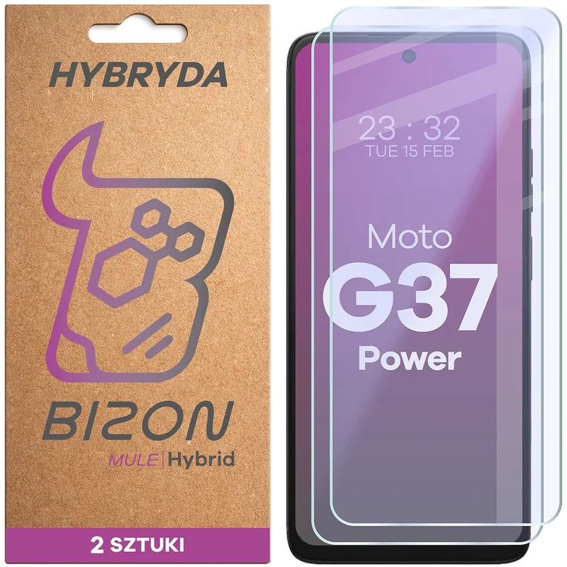 Flexibles Hybridglas für Motorola Moto G37 Power 5G, Bizon Hybrid Mule Duo, 2 Stück
