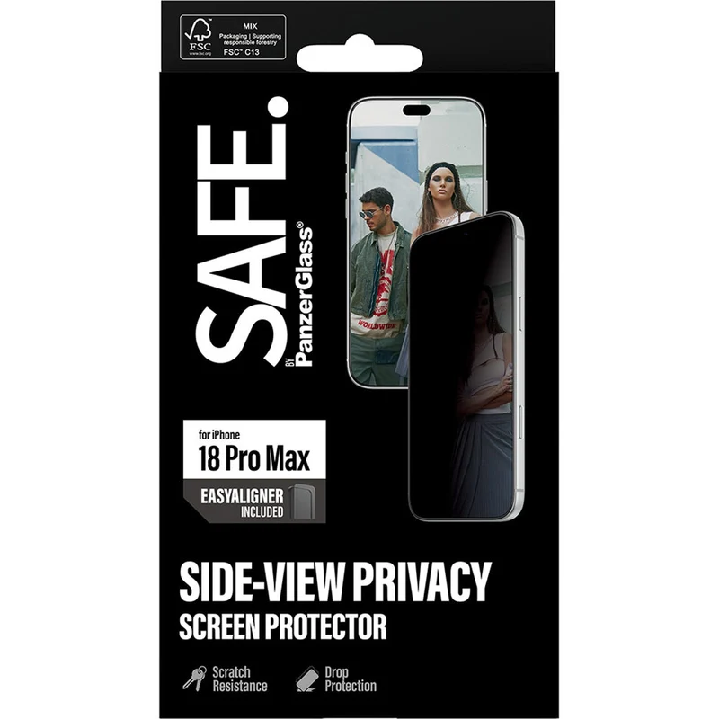 Sichtschutzglas mit Applikator für iPhone 18 Pro Max, SAFE by PanzerGlass Ultra-Wide Fit Privacy mit EasyAligner
