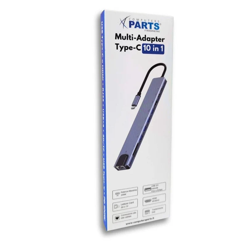 Multi-Adapter Type-C 10 in 1 – Docking Station USB-C Multifunzionale