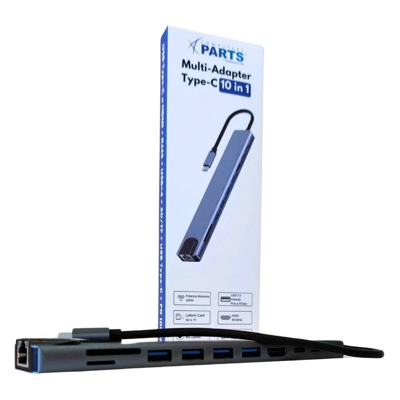 Multi-Adapter Type-C 10 in 1 – Docking Station USB-C Multifunzionale
