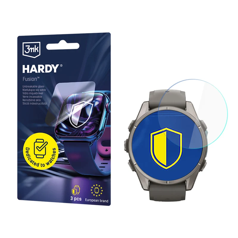 Hybridglas für Smartwatch Garmin Fenix 9 43mm, 3mk Hardy Fusion, 3 Stück