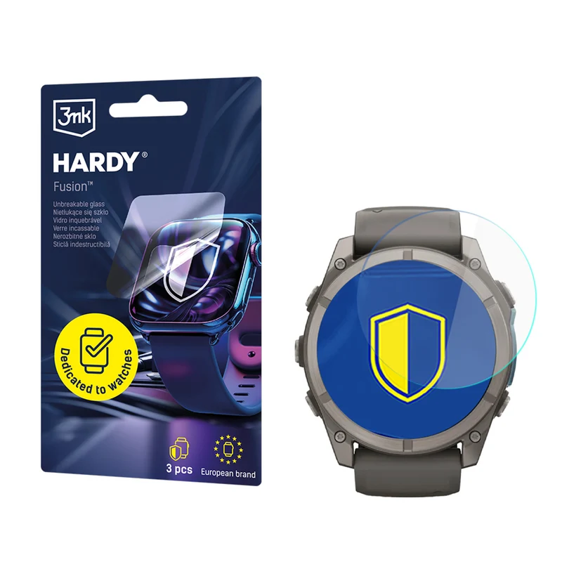 Hybridglas für Smartwatch Garmin Fenix 9 51mm, 3mk Hardy Fusion, 3 Stück