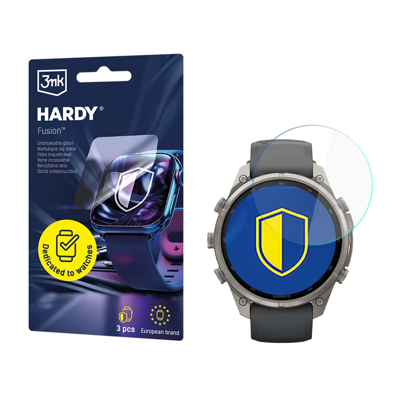 Hybridglas für Smartwatch Garmin Fenix 9 Pro 47mm, 3mk Hardy Fusion, 3 Stück