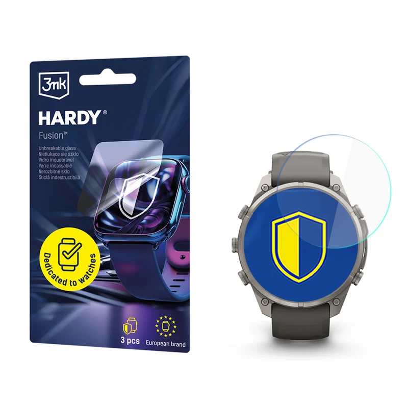 Hybridglas für Smartwatch Garmin Fenix 9 Pro Solar 47mm, 3mk Hardy Fusion, 3 Stück