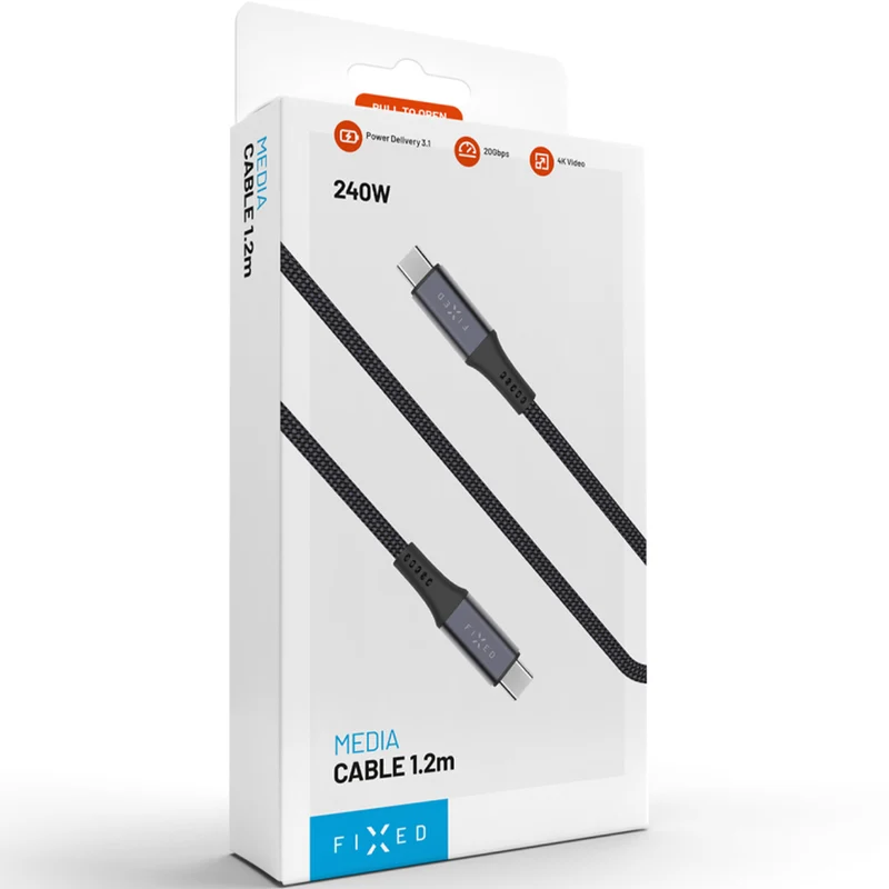 Kabel USB-C zu USB-C (USB4) 40Gbps / 240W / 8K@60Hz, 0,35 m, Fixed Media Cable, Schwarz
