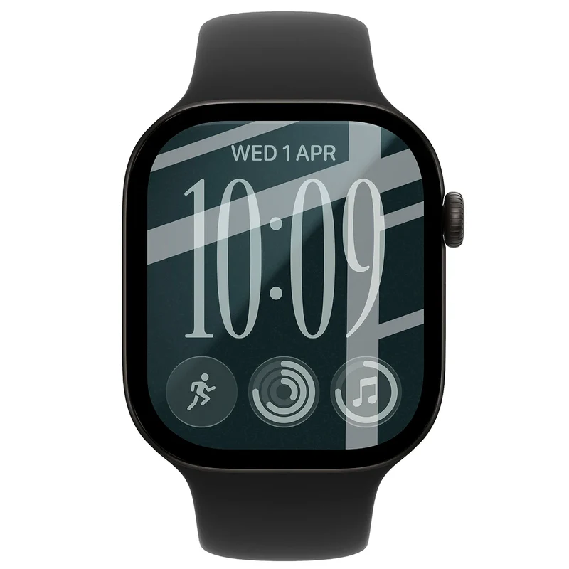 Hybrides Glas für Apple Watch Series 12 46mm, Bizon Watch Glass Edge Hybrid, Schwarz