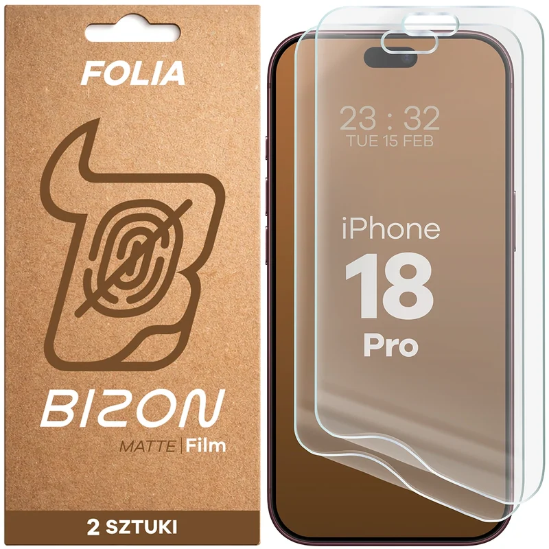 Matte Folie für iPhone 18 Pro, Bizon Film Matte Duo, 2 Stück