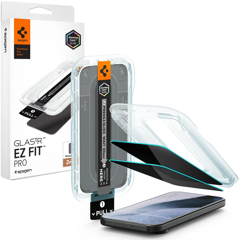 Glas + Applikator für Google Pixel 11 / 10, Spigen Glas.tR EZ Fit Pro (AC) Privacy 2-Pack