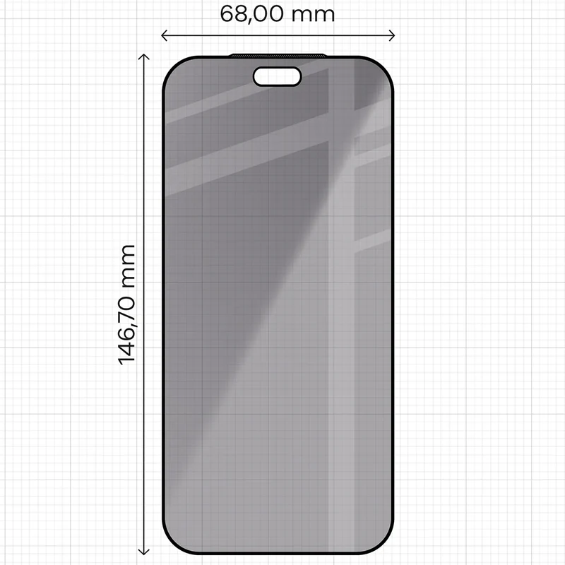 Gehärtetes Glas mit Privatschutzfilter für iPhone 18 Pro, Bizon Glass Edge Shadow, getönt mit schwarzer Rahmen