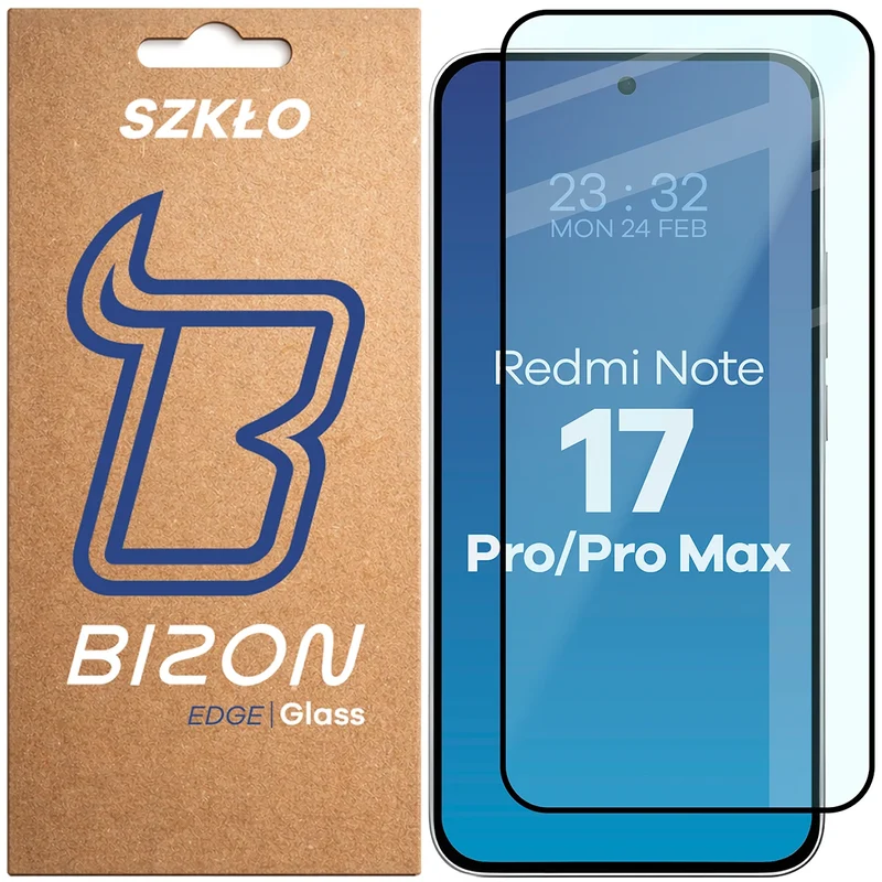 Gehärtetes Glas für Xiaomi Redmi Note 17 Pro 5G / Pro Max 5G, Bizon Glass Edge, Schwarzer Rahmen