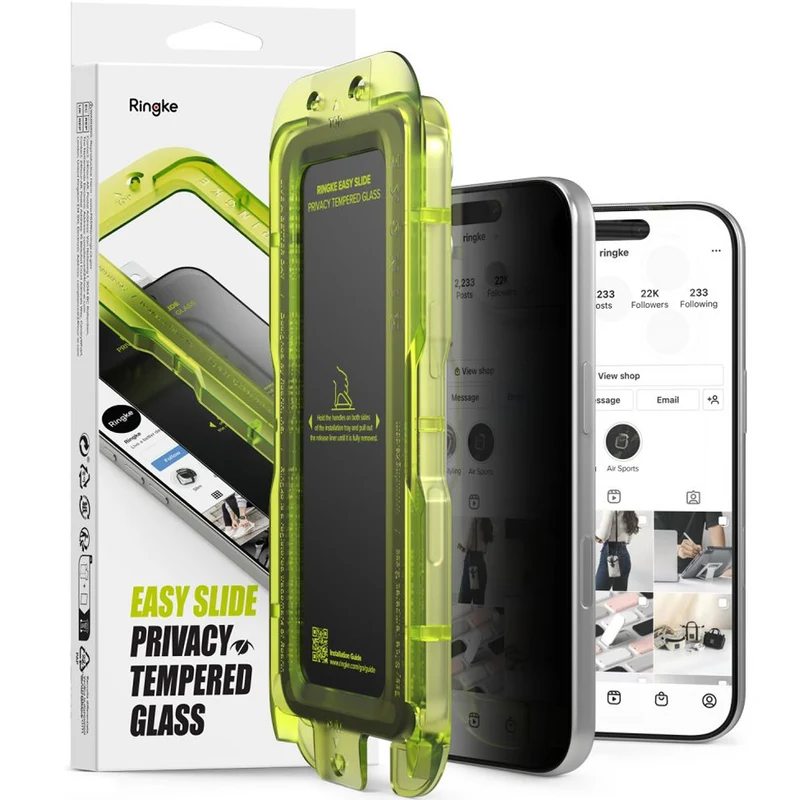 Sichtschutzglas mit Applikator für iPhone 18 Pro, Ringke Easy Slide, 2 Stück