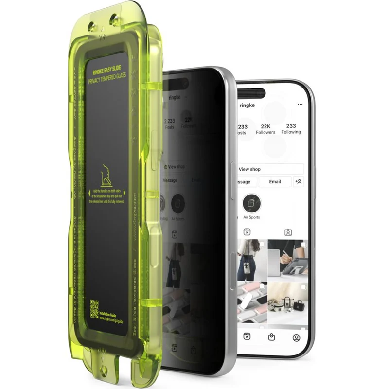 Sichtschutzglas mit Applikator für iPhone 18 Pro, Ringke Easy Slide, 2 Stück