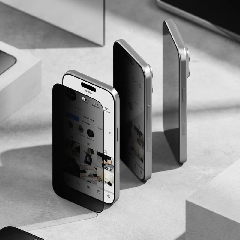 Sichtschutzglas mit Applikator für iPhone 18 Pro, Ringke Easy Slide, 2 Stück