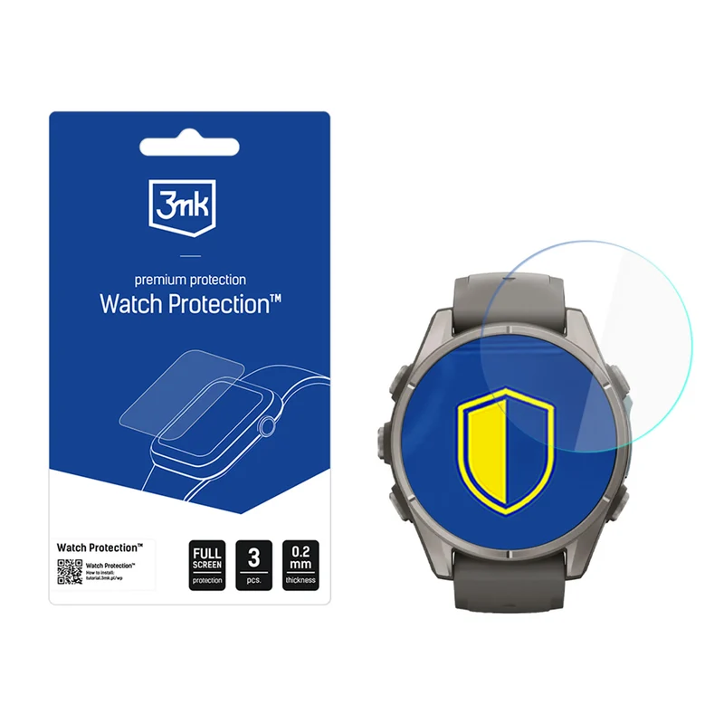 Hybridglas für Garmin Fenix 9 43mm, 3mk Watch Protection, 3 Stück