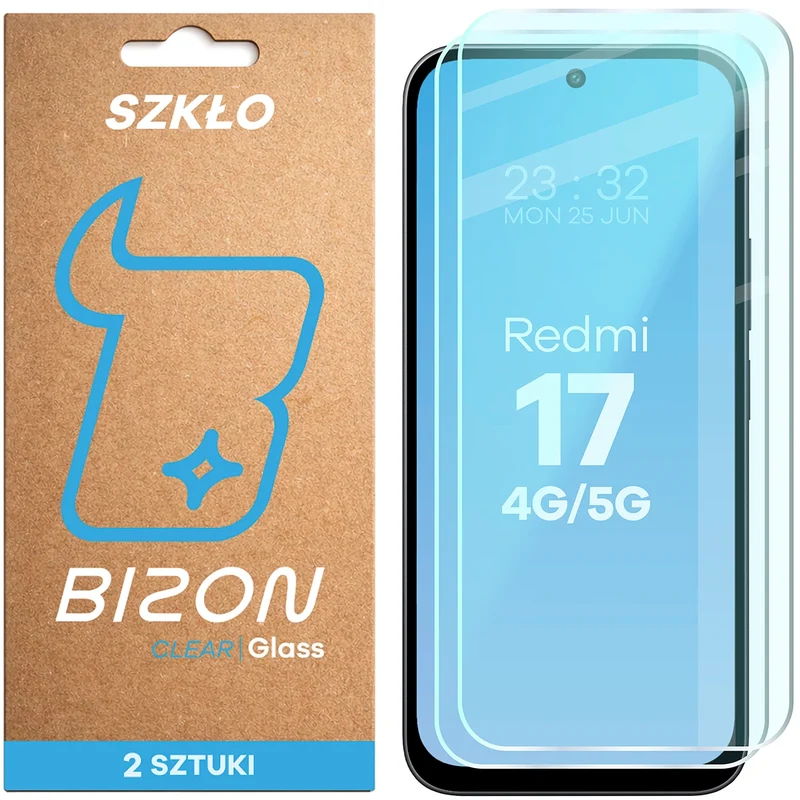 Gehärtetes Glas für Xiaomi Redmi 17 4G/5G, Bizon Glass Clear Duo, 2 Stück