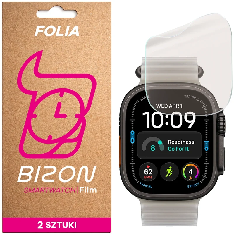 Matte Folie für Apple Watch Ultra 4 49mm, Bizon Watch Film Matte Duo, 2 Stück