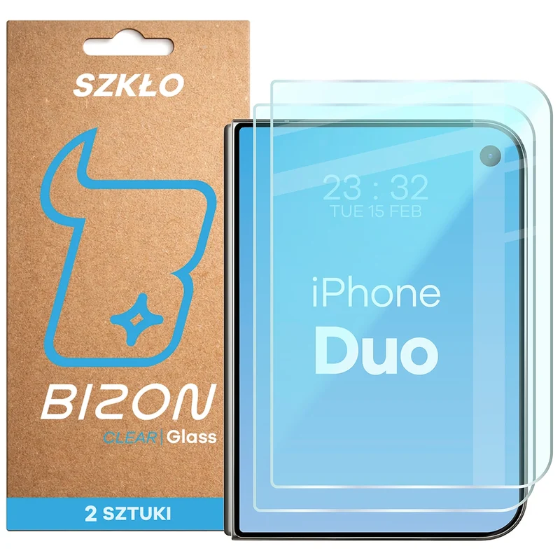Gehärtetes Glas für iPhone Duo, Bizon Glass Clear Duo, 2 Stück