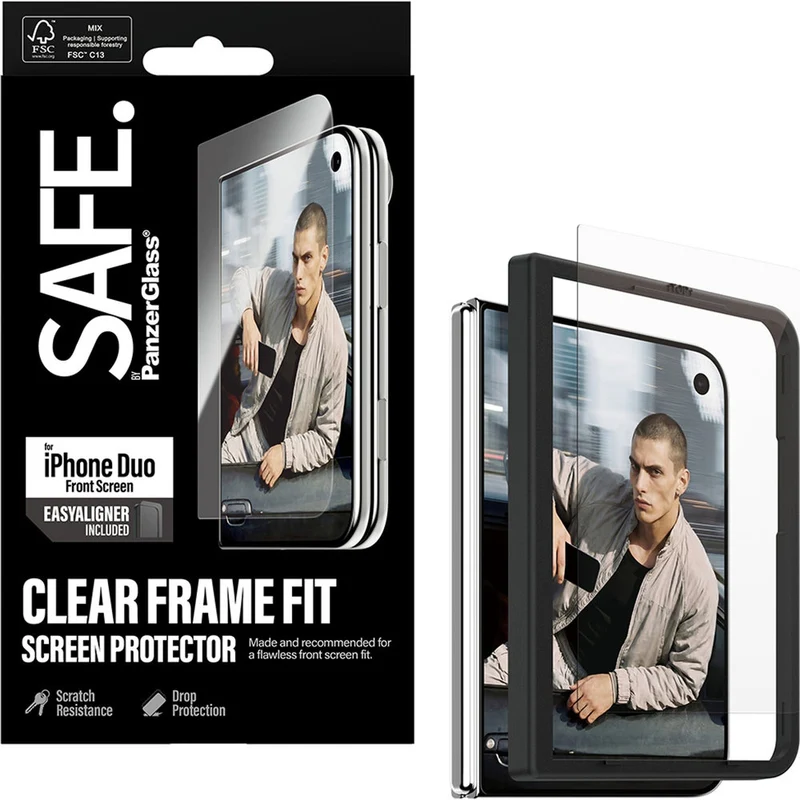 Gehärtetes Glas mit Applikator für iPhone Duo, SAFE by PanzerGlass Ultra-Wide Fit Easy Aligner