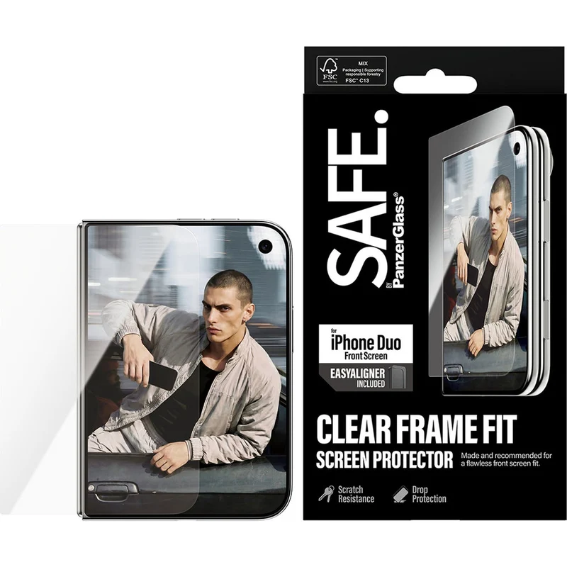 Gehärtetes Glas mit Applikator für iPhone Duo, SAFE by PanzerGlass Ultra-Wide Fit Easy Aligner