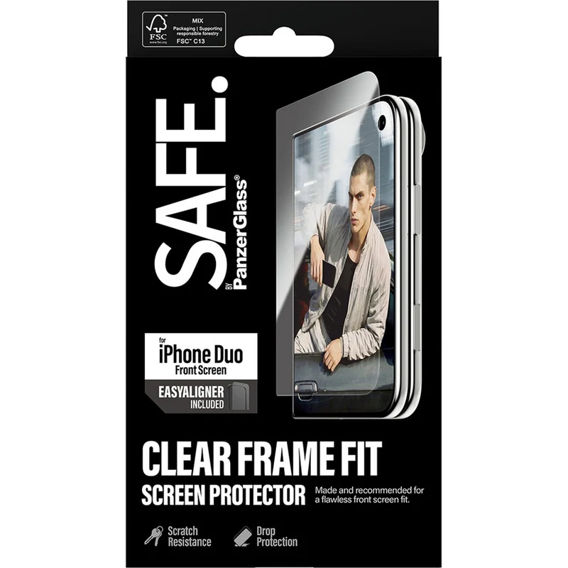 Gehärtetes Glas mit Applikator für iPhone Duo, SAFE by PanzerGlass Ultra-Wide Fit Easy Aligner