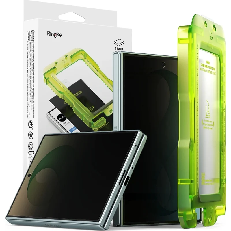 Sichtschutzglas mit Applikator für Galaxy Z Fold8, Ringke Easy Slide Privacy 360, 2 Stück