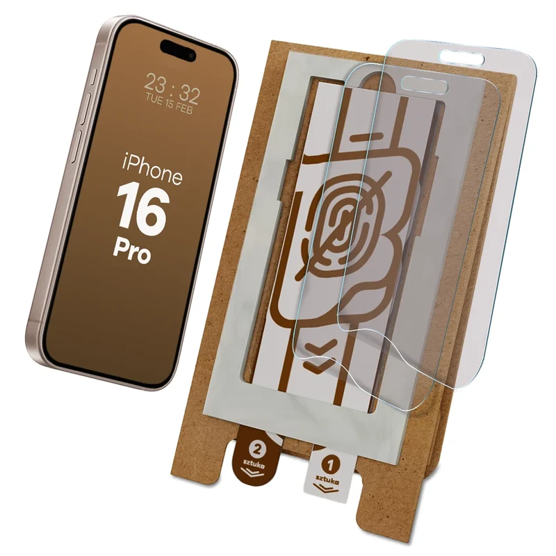 2x Matte Folie mit dem umweltfreundlichen Applikator für iPhone 16 Pro, Bizon Eplikator Film Matte