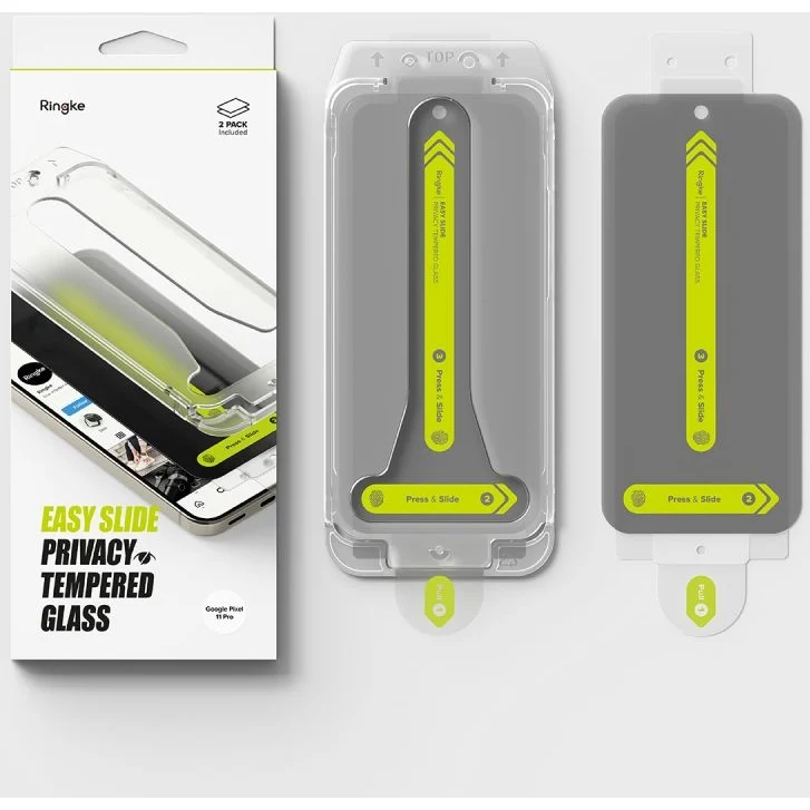 Sichtschutzglas mit Applikator für Google Pixel 11 Pro/10Pro/9Pro, Ringke Easy Slide, 2 Stück