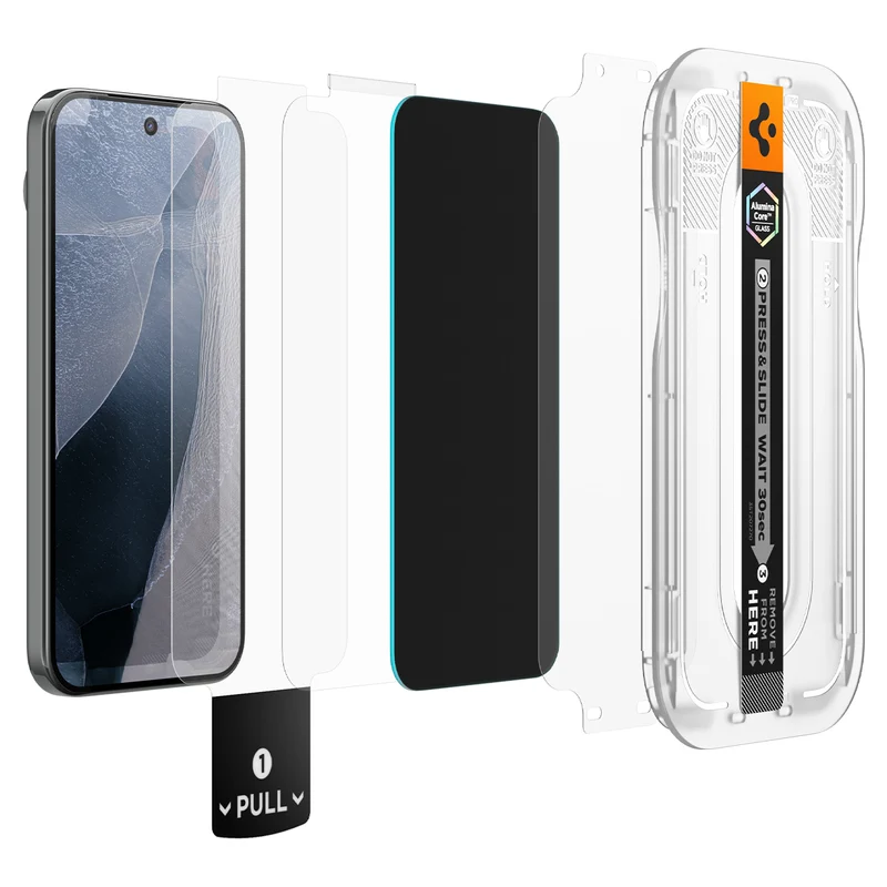 Glas + Applikator für Google Pixel 11 Pro XL / 10 Pro XL / 9 Pro XL, Spigen Glas.tR EZ Fit Pro (AC) Privacy 2-Pack