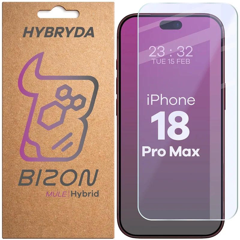 Flexibles Hybridglas für iPhone 18 Pro Max, Bizon Hybrid Mule