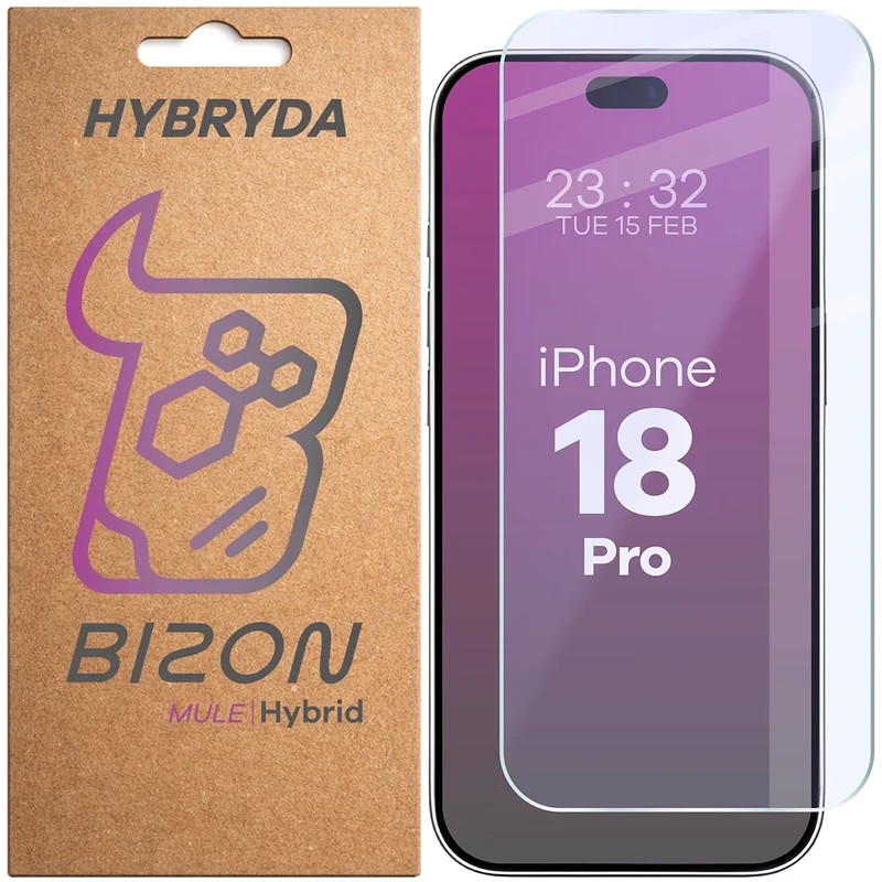 Flexibles Hybridglas für iPhone 18 Pro, Bizon Hybrid Mule